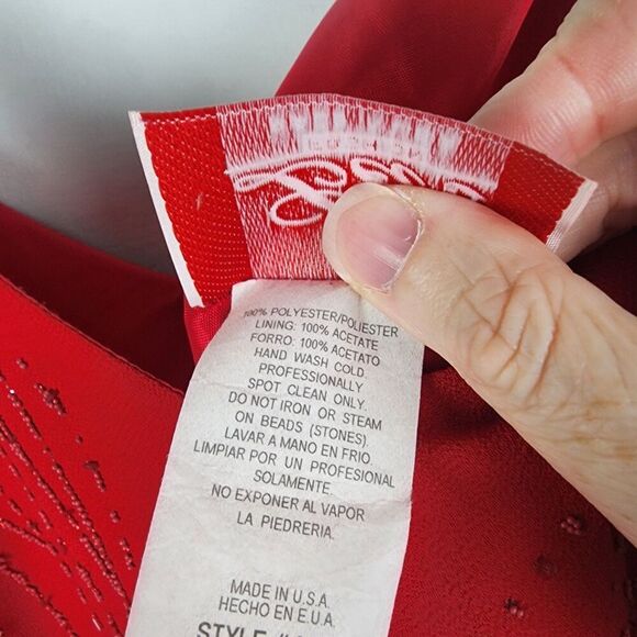 Vtg Lets Fashion Red Beaded Gown Bottom Black Chiffon Size XL 90s Y2k Vampire - Picture 7 of 7